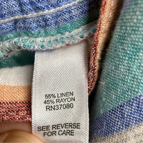Cato Multicolor Striped Wide Leg Pants Linen Blend Size Large NWT - Picture 7 of 11